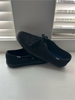 Keds Black Canvas Lace-Up Sneakers